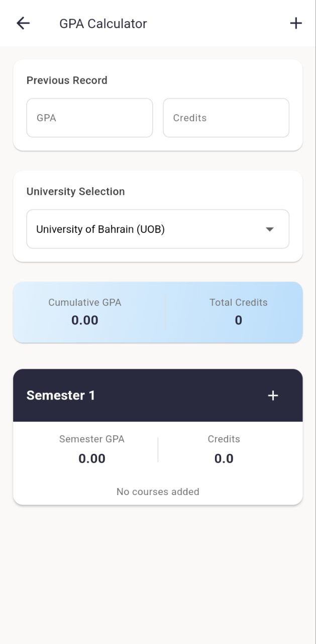GPA Calculator Screen